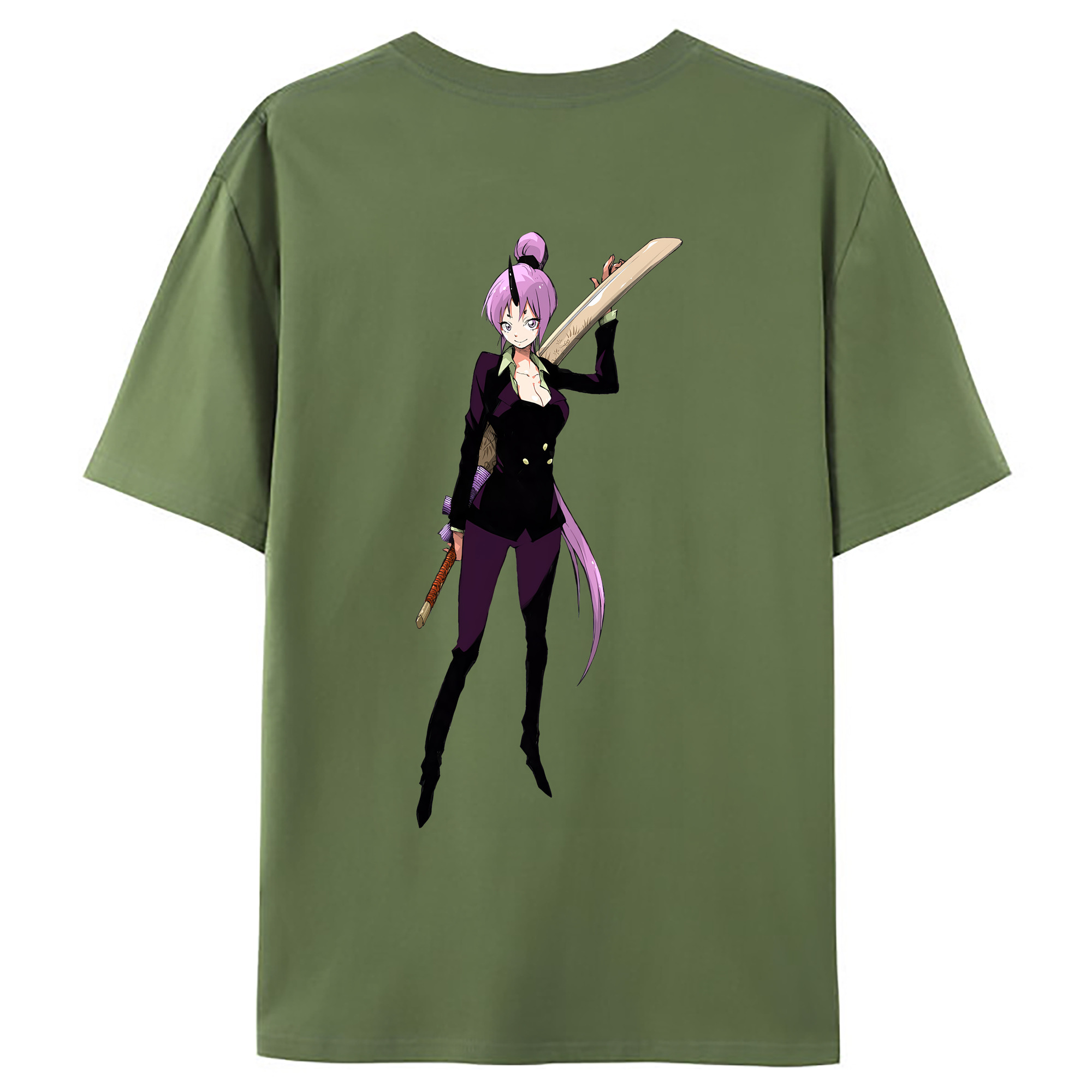 （画像用） 転スラ Regarding Reincarnated to Slime 綿100％ メンズ半袖Tシャツ（バックプリント） 通気性